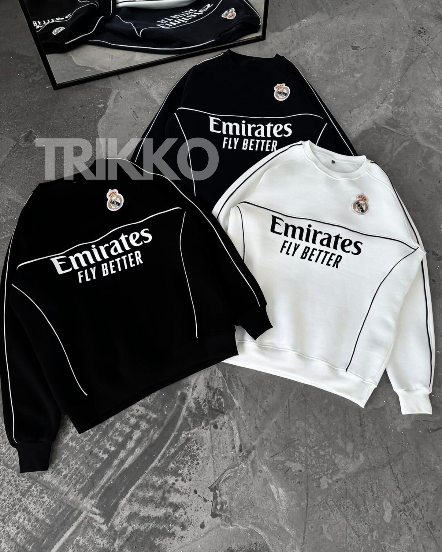 SWEATSHIRTOVERSIZED  REAL MADRID & FC BARCELONA 100% COTTON التوصيل مجاني