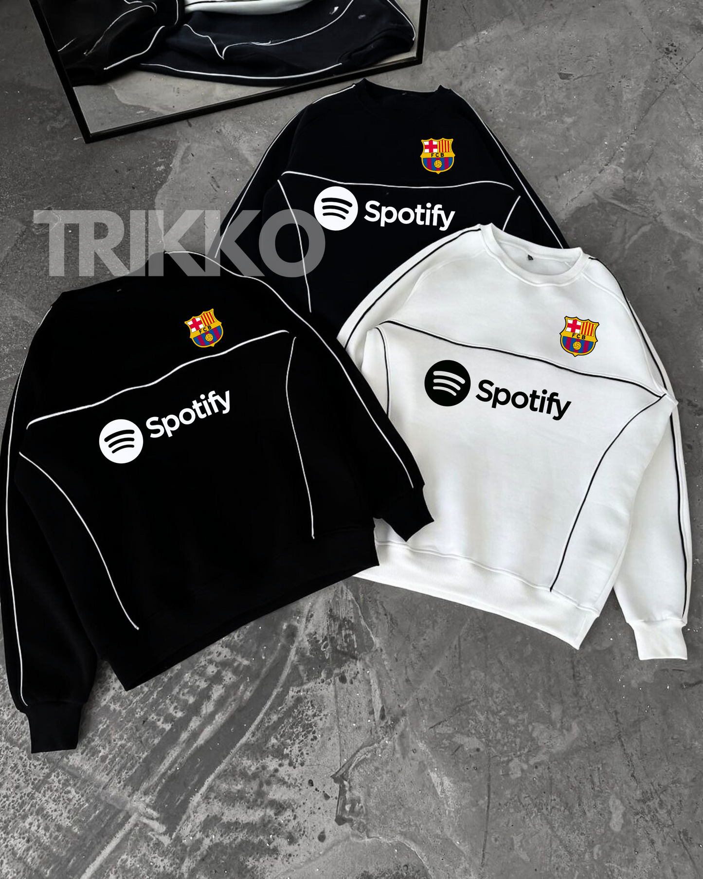 SWEATSHIRTOVERSIZED  REAL MADRID & FC BARCELONA 100% COTTON التوصيل مجاني